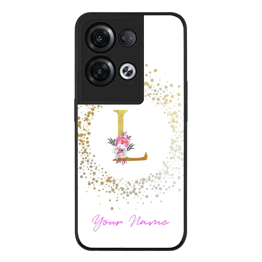 Oppo Reno 8 Pro / Rugged Black Phone Case Floral Initial Phone Case - Oppo - Stylizedd