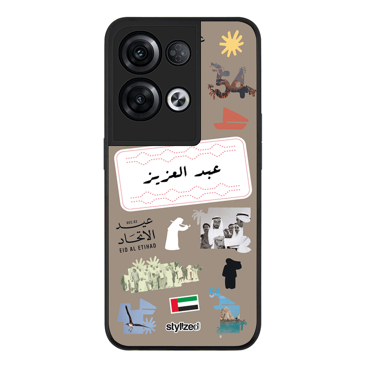 Oppo Reno 8 Pro / Rugged Black Custom Eid Al Etihad 54 National Day Sticker, Phone Case - Oppo - Stylizedd.com