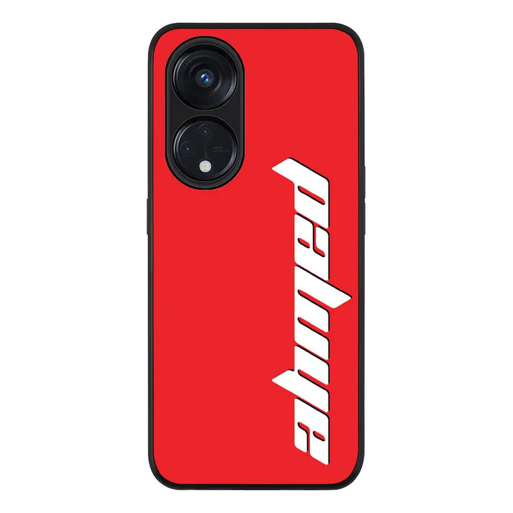 Oppo Reno 8T 5G / Oppo A1 Pro 5G / Rugged Black Phone Case Custom Text, Vertical Name Phone Case - Oppo - Stylizedd