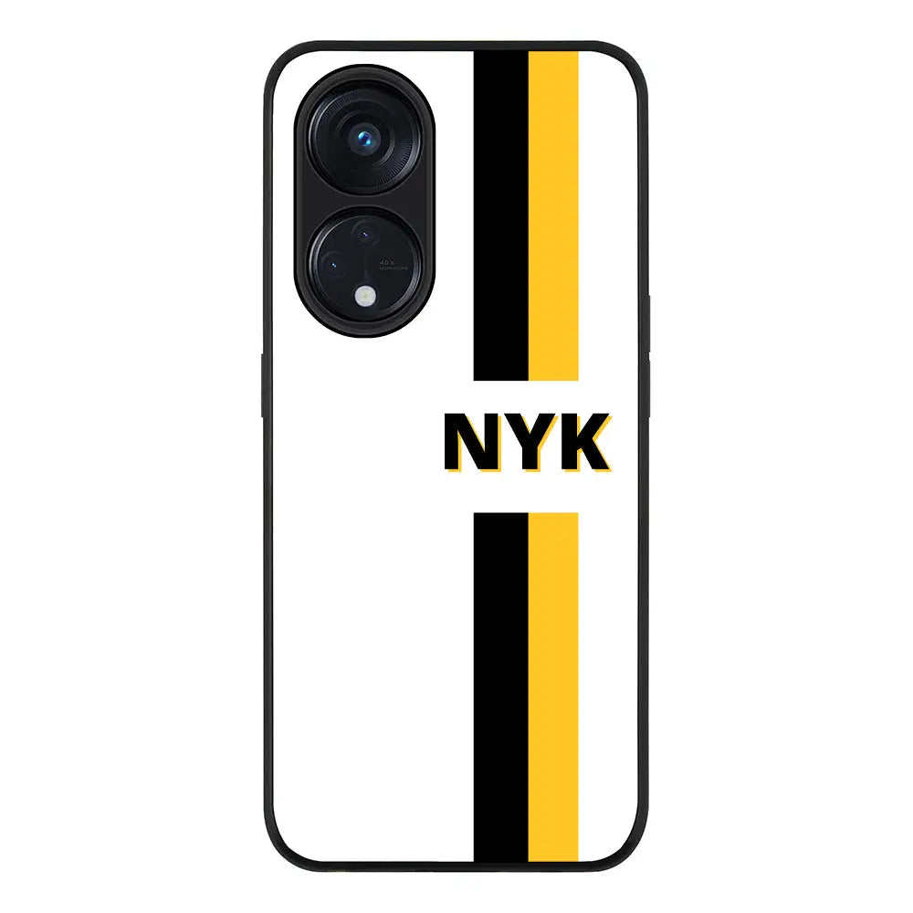 Oppo Reno 8T 5G / Oppo A1 Pro 5G / Rugged Black Phone Case Custom Striped Monogram Phone Case - Oppo - Stylizedd