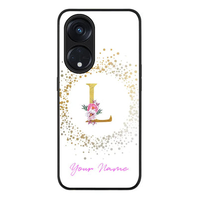 Oppo Reno 8T 5G / Oppo A1 Pro 5G / Rugged Black Phone Case Floral Initial Phone Case - Oppo - Stylizedd