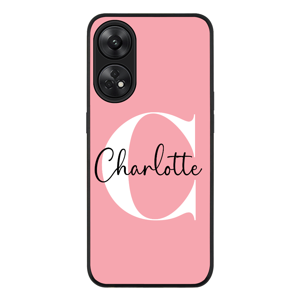 Oppo Reno 8T / Rugged Black Custom Monogram Large Initial Name & Letter, Phone Case - Oppo - Stylizedd.com