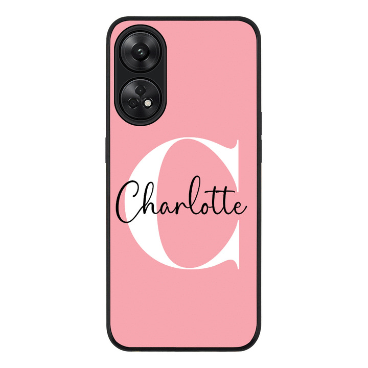 Oppo Reno 8T / Rugged Black Custom Monogram Large Initial Name & Letter, Phone Case - Oppo - Stylizedd.com
