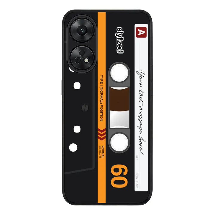 Oppo Reno 8T / Rugged Black Phone Case Custom Retro Cassette Tape Phone Case - Oppo - Stylizedd