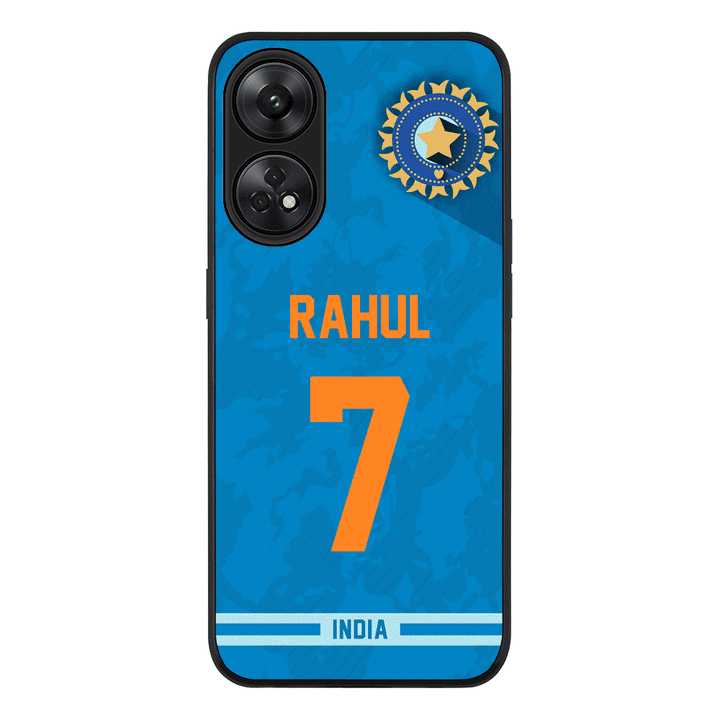 Oppo Reno 8T / Rugged Black Personalized Cricket Jersey Phone Case Custom Name & Number - Oppo - Stylizedd.com