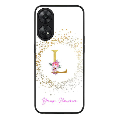 Oppo Reno 8T / Rugged Black Phone Case Floral Initial Phone Case - Oppo - Stylizedd