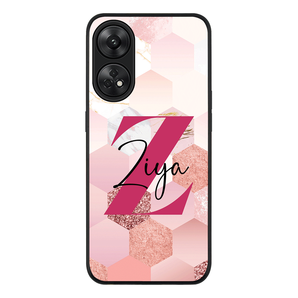Oppo Reno 8T / Rugged Black Personalized Text Geometric Pink Marble Texture, Phone Case - Oppo - Stylizedd.com