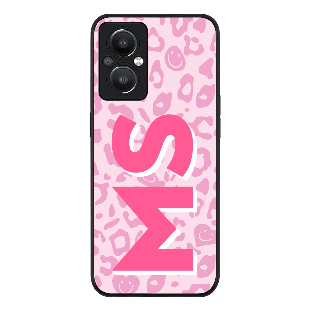 Oppo Reno 8 Z 5G / Reno8 Lite 5G / Reno7 Z 5G / Rugged Black Custom Monogram Initial 3D Shadow Text Seamless Pattern, Phone Case - Oppo - Stylizedd.com