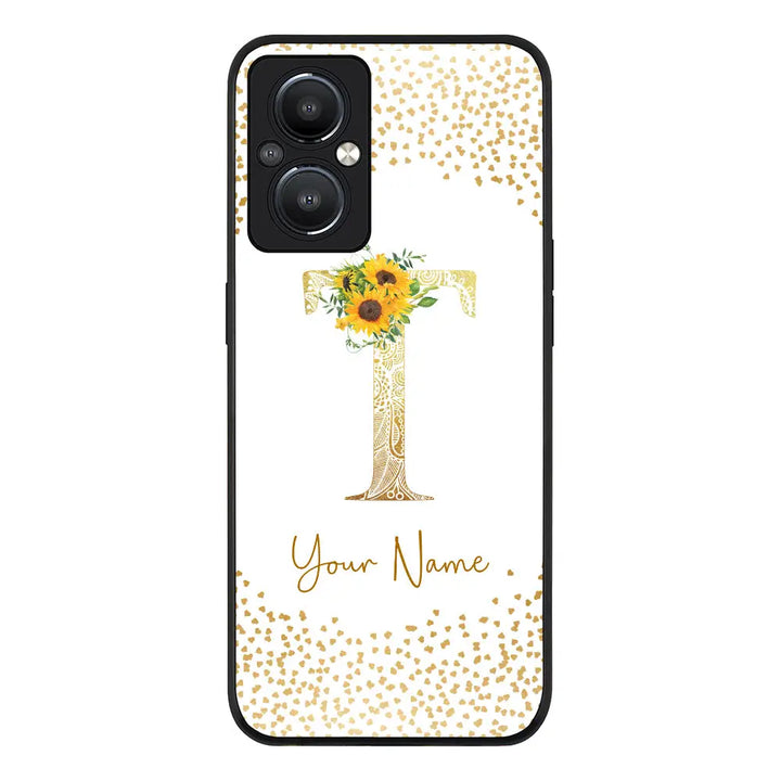 Oppo Reno 8 Z 5G / Reno8 Lite 5G / Reno7 Z 5G / Rugged Black Floral Mandala Initial Phone Case - Oppo - Stylizedd.com