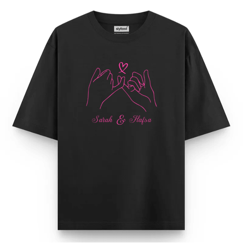 Custom Pinky Promise T-shirt - Oversize - Black / XS - T-Shirt