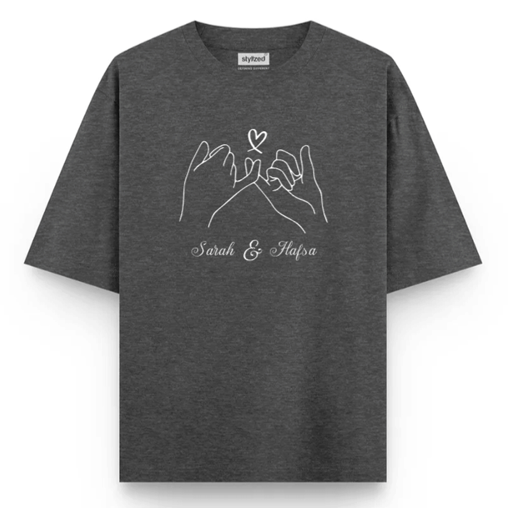 Custom Pinky Promise T-shirt - Oversize - Charcoal Grey / XS - T-Shirt