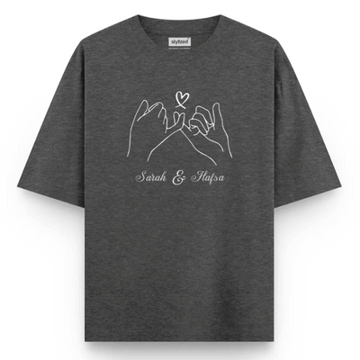 Custom Pinky Promise T-shirt - Oversize - Charcoal Grey / XS - T-Shirt