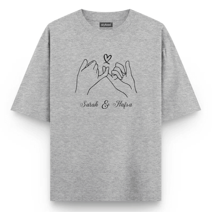 Custom Pinky Promise T-shirt - Oversize - Light Grey / XS - T-Shirt
