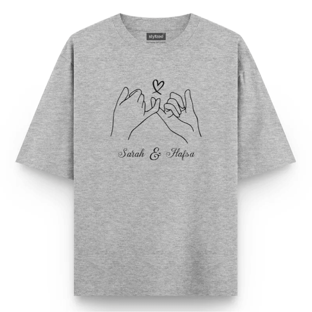 Custom Pinky Promise T-shirt - Oversize - Light Grey / XS - T-Shirt