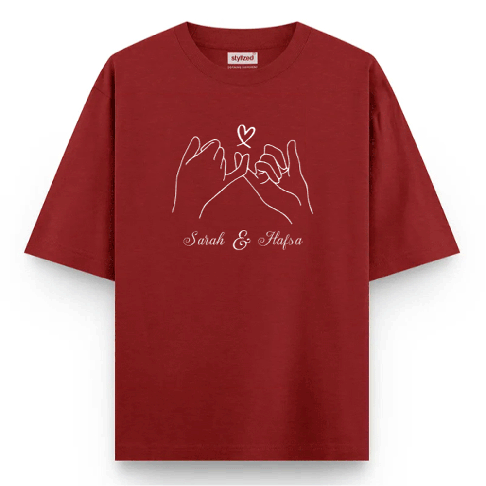 Custom Pinky Promise T-shirt - Oversize - Maroon / XS - T-Shirt