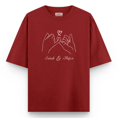 Custom Pinky Promise T-shirt - Oversize - Maroon / XS - T-Shirt