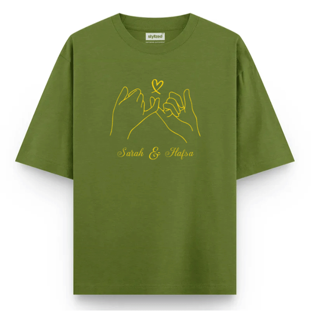 Custom Pinky Promise T-shirt - Oversize - Military Green / XS - T-Shirt