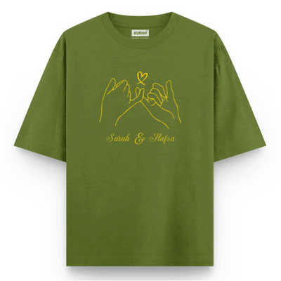 Custom Pinky Promise T-shirt - Oversize - Military Green / XS - T-Shirt
