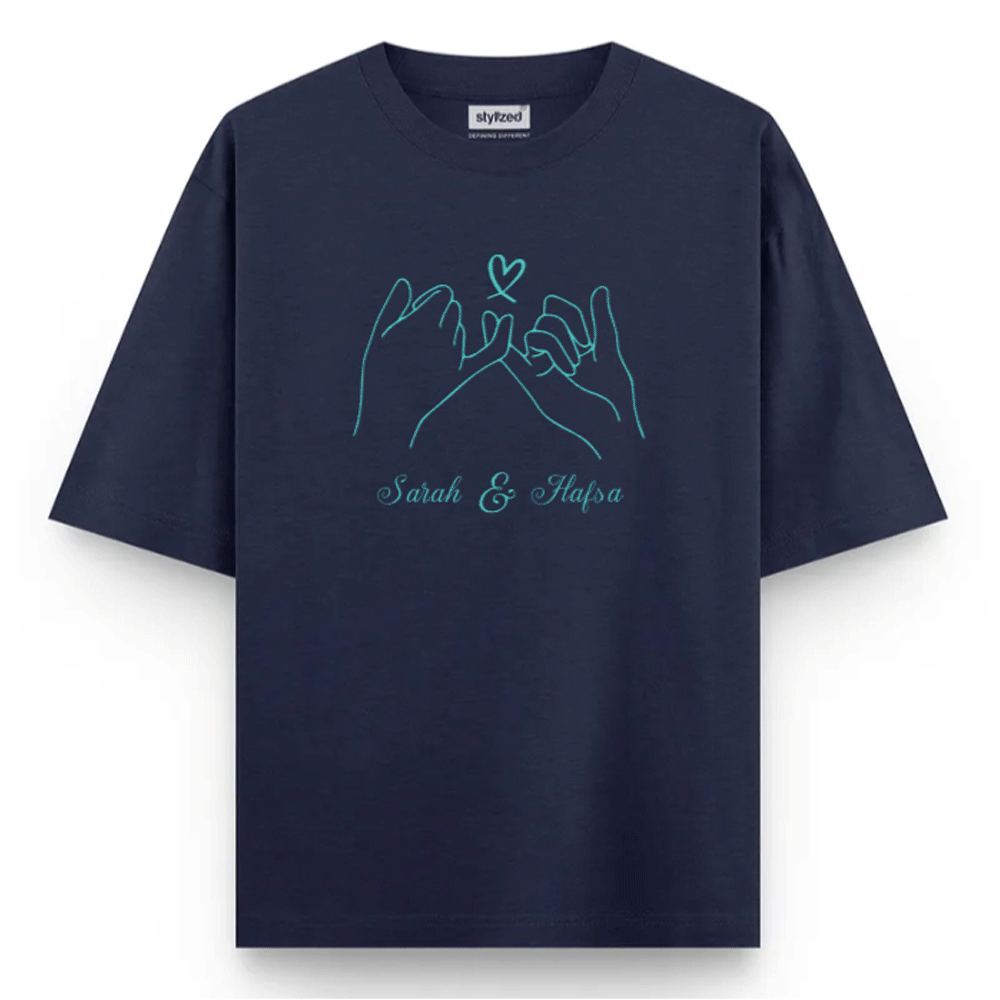Custom Pinky Promise T-shirt - Oversize - Navy Blue / XS - T-Shirt