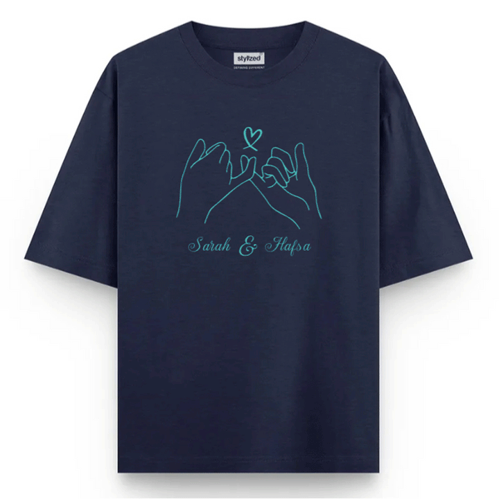 Custom Pinky Promise T-shirt - Oversize - Navy Blue / XS - T-Shirt