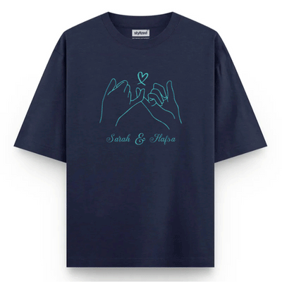 Custom Pinky Promise T-shirt - Oversize - Navy Blue / XS - T-Shirt