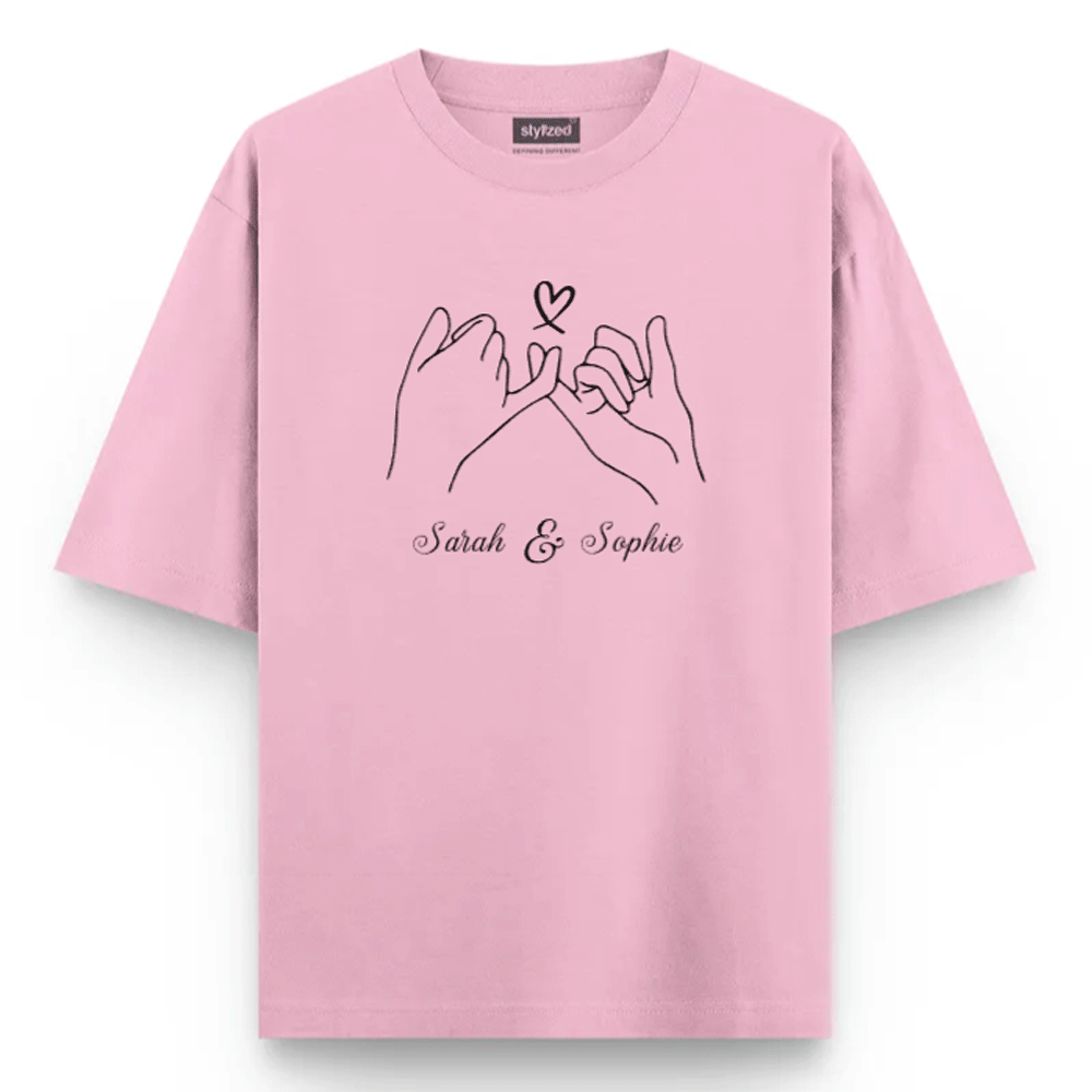 Custom Pinky Promise T-shirt - Oversize - Pink / XS - T-Shirt