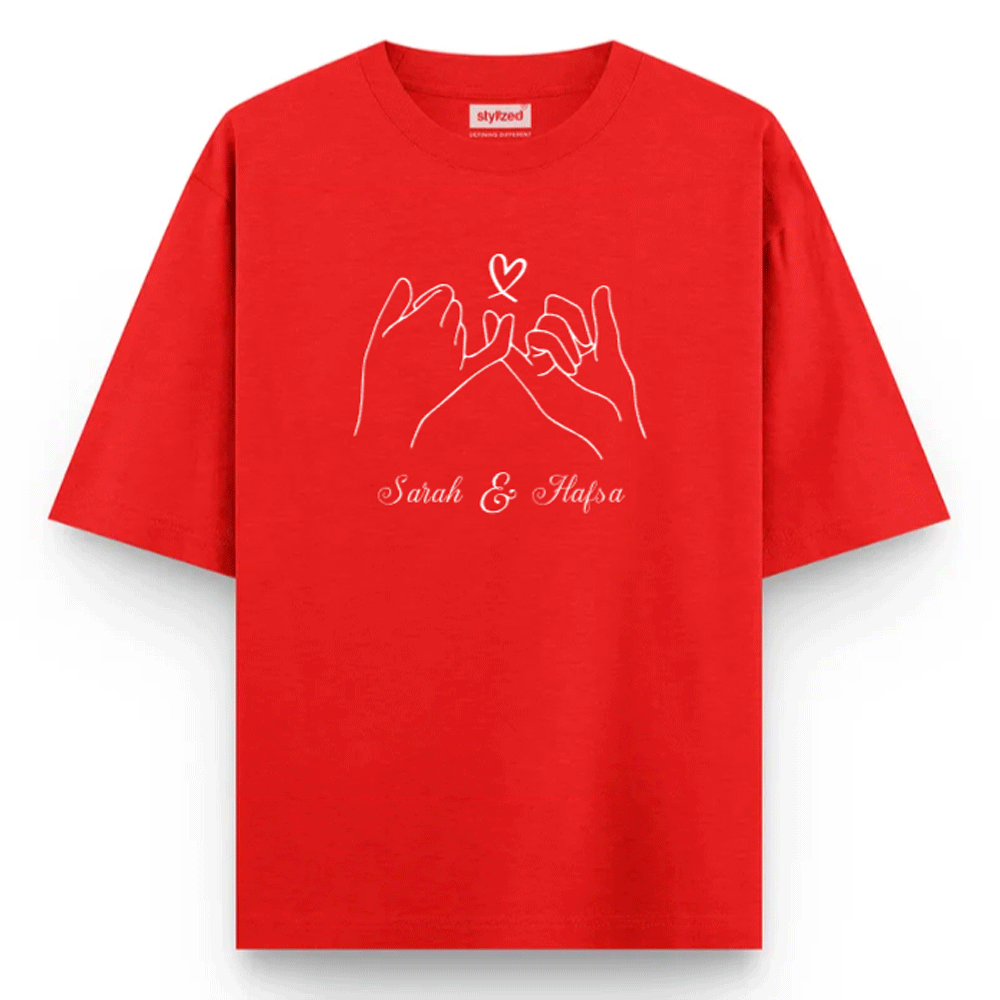 Custom Pinky Promise T-shirt - Oversize - Red / XS - T-Shirt