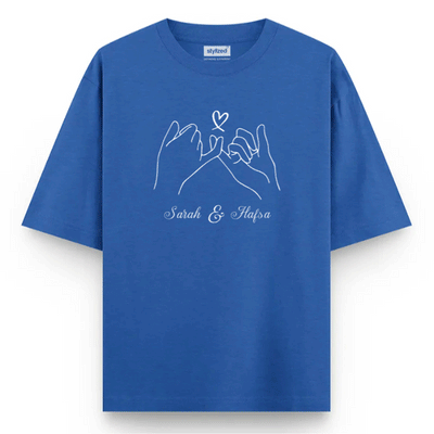 Custom Pinky Promise T-shirt - Oversize - Royal Blue / XS - T-Shirt