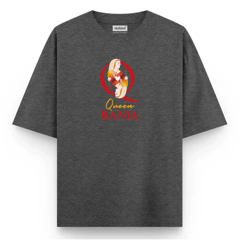 Custom Queen of Hearts T-shirt - Oversize - Charcoal Grey / XS - T-Shirt
