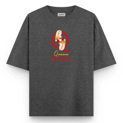 Custom Queen of Hearts T-shirt - Oversize - Charcoal Grey / XS - T-Shirt