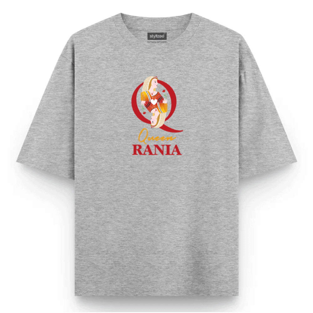 Custom Queen of Hearts T-shirt - Oversize - Light Grey / XS - T-Shirt