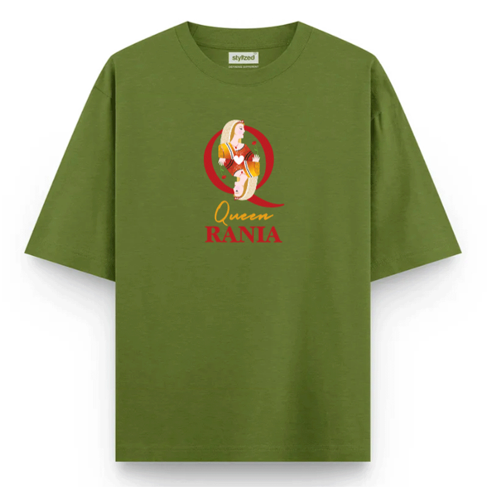 Custom Queen of Hearts T-shirt - Oversize - Military Green / XS - T-Shirt