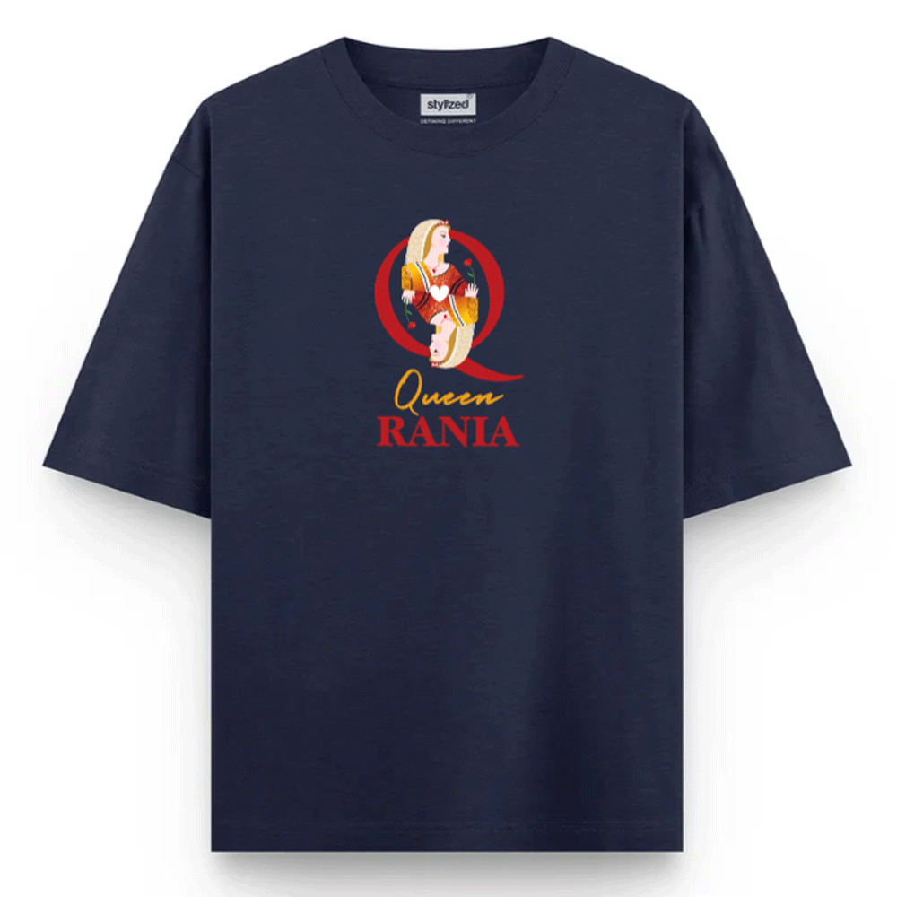 Custom Queen of Hearts T-shirt - Oversize - Navy Blue / XS - T-Shirt
