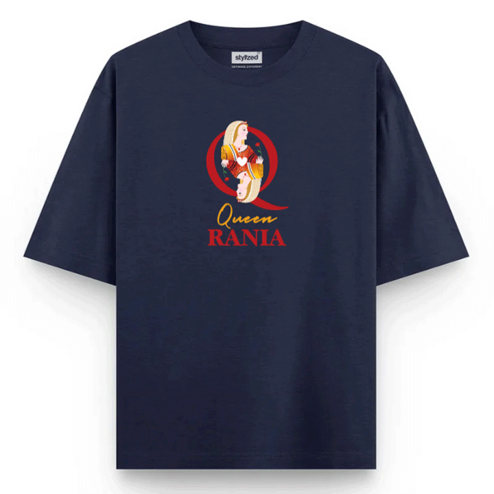Custom Queen of Hearts T-shirt - Oversize - Navy Blue / XS - T-Shirt