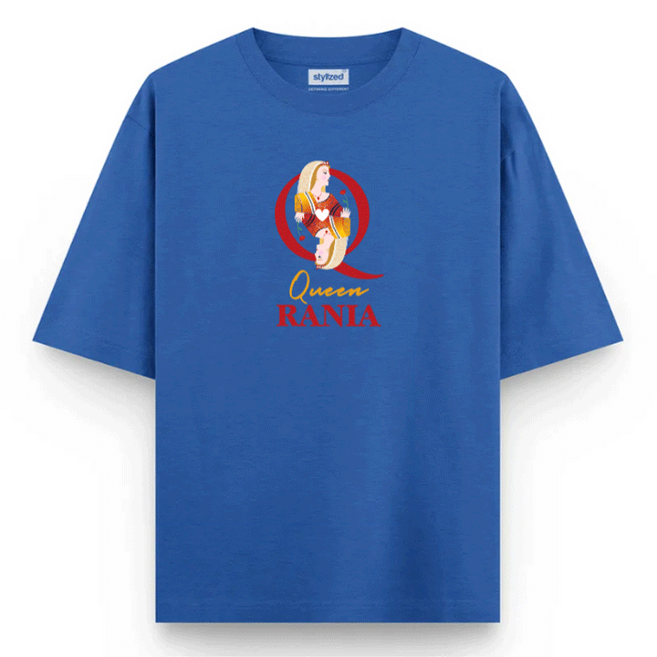 Custom Queen of Hearts T-shirt - Oversize - Royal Blue / XS - T-Shirt