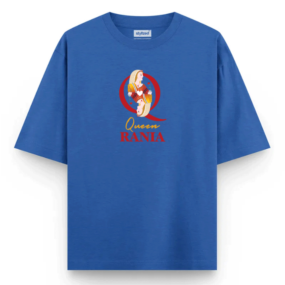 Custom Queen of Hearts T-shirt - Oversize - Royal Blue / XS - T-Shirt