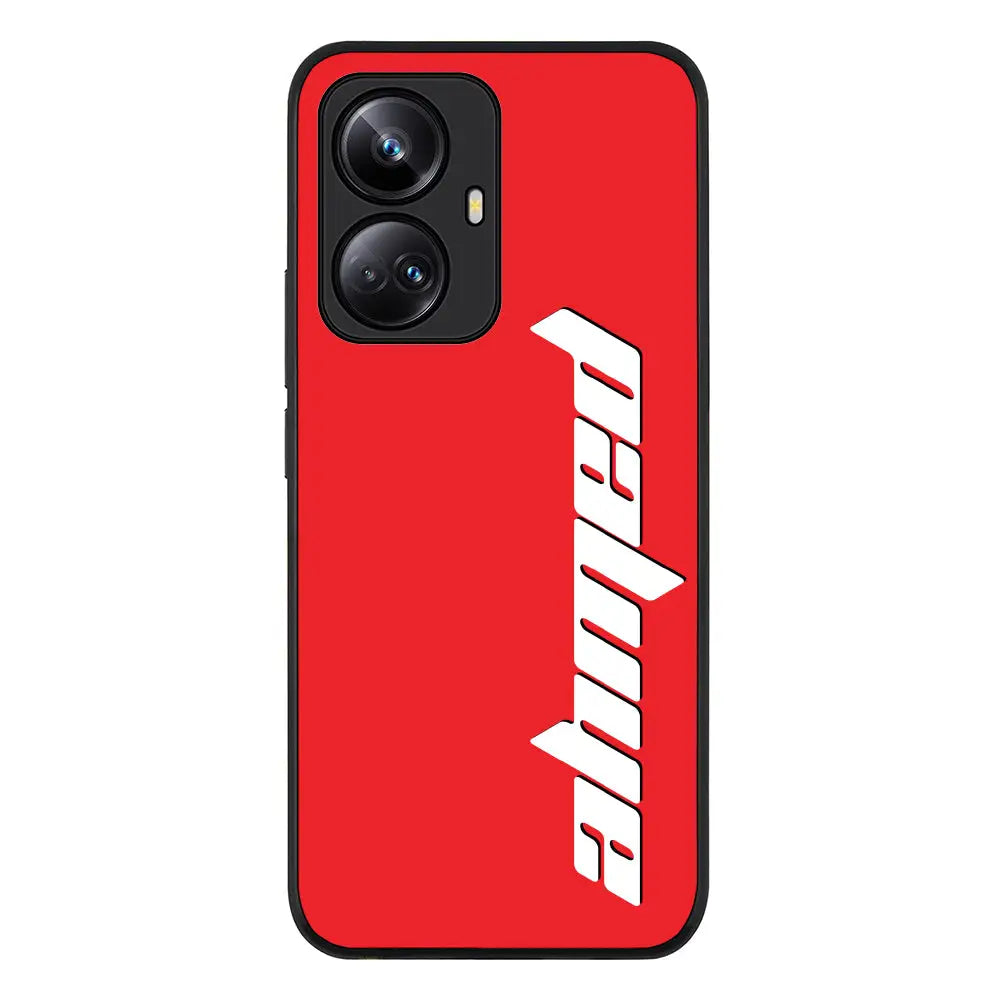 Realme 10 Pro Plus 5G / Rugged Black Custom Text, Vertical Name Phone Case - Realme - Stylizedd.com