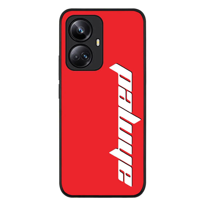 Realme 10 Pro Plus 5G / Rugged Black Custom Text, Vertical Name Phone Case - Realme - Stylizedd.com
