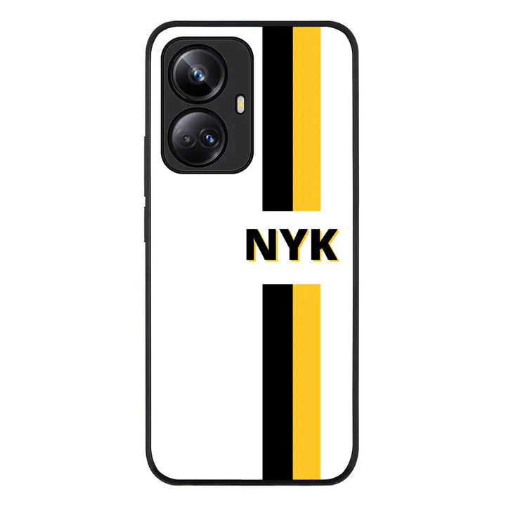 Realme 10 Pro Plus 5G / Rugged Black Phone Case Custom Striped Monogram Phone Case - Realme - Stylizedd