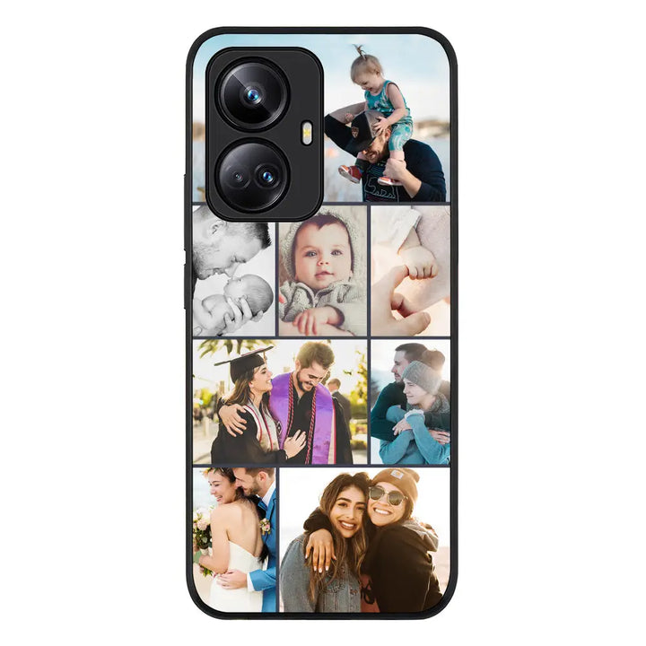 Realme 10 Pro Plus 5G / Rugged Black Phone Case Personalised Photo Collage Grid Phone Case - Realme - Stylizedd