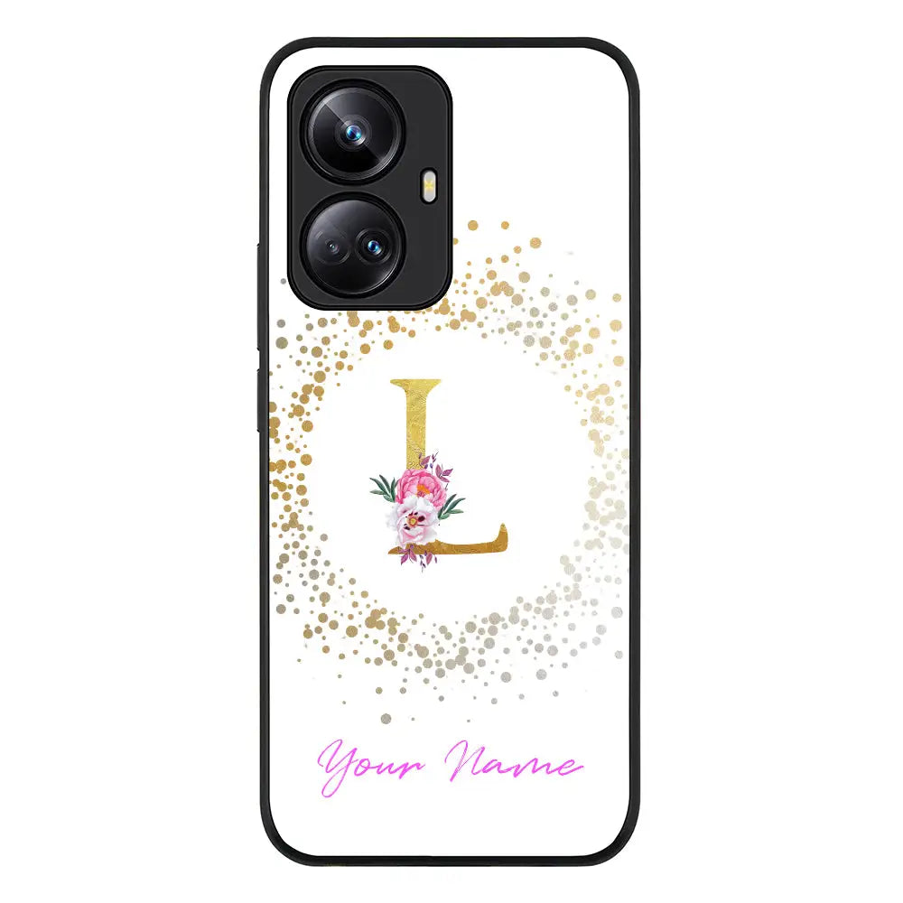 Realme 10 Pro Plus 5G / Rugged Black Floral Initial Phone Case - Realme - Stylizedd.com