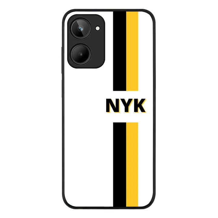 Realme 10 4G / Rugged Black Phone Case Custom Striped Monogram Phone Case - Realme - Stylizedd