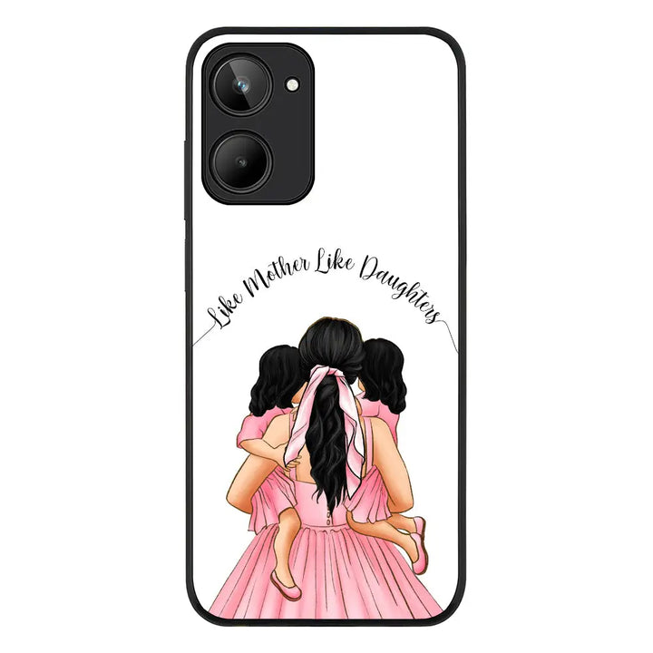 Realme 10 4G / Rugged Black Phone Case Mother 2 daughters Custom Clipart, Text Phone Case - Realme - Stylizedd