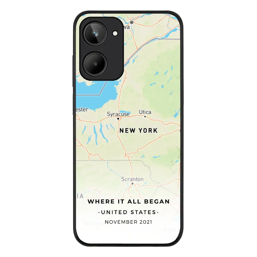 Realme 10 4G / Rugged Black Personalized map, Phone Case - Realme - Stylizedd.com