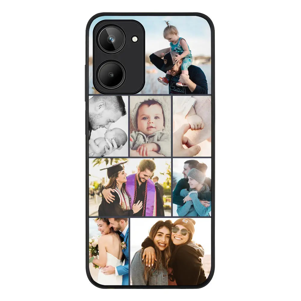 Realme 10 4G / Rugged Black Phone Case Personalised Photo Collage Grid Phone Case - Realme - Stylizedd