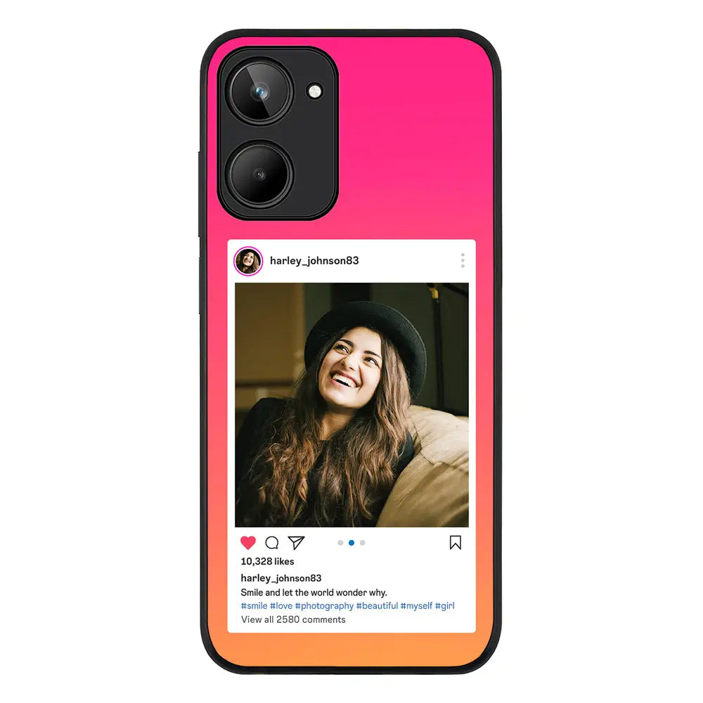 Realme 10 4G / Rugged Black Phone Case Custom Photo Instagram Post Template, Phone Case - Realme - Stylizedd