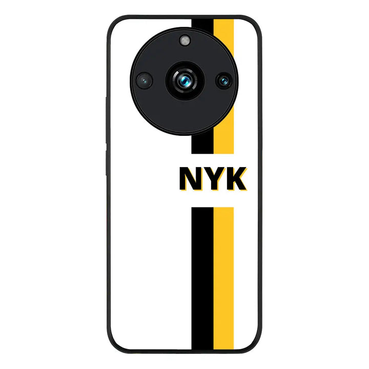 Realme 11 Pro / Realme 11 Pro Plus / Rugged Black Phone Case Custom Striped Monogram Phone Case - Realme - Stylizedd