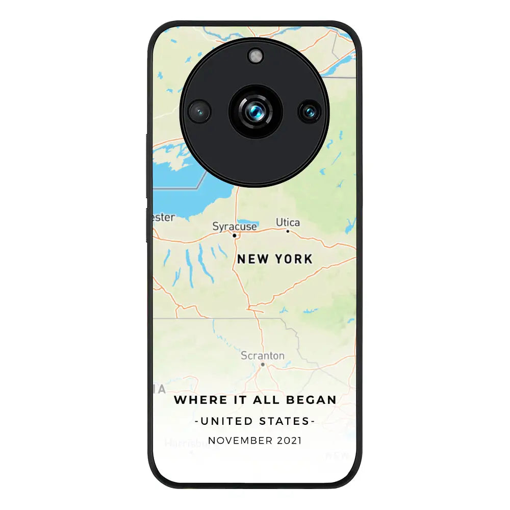 Realme 11 Pro / Realme 11 Pro Plus / Rugged Black Phone Case Personalized map, Phone Case - Realme - Stylizedd