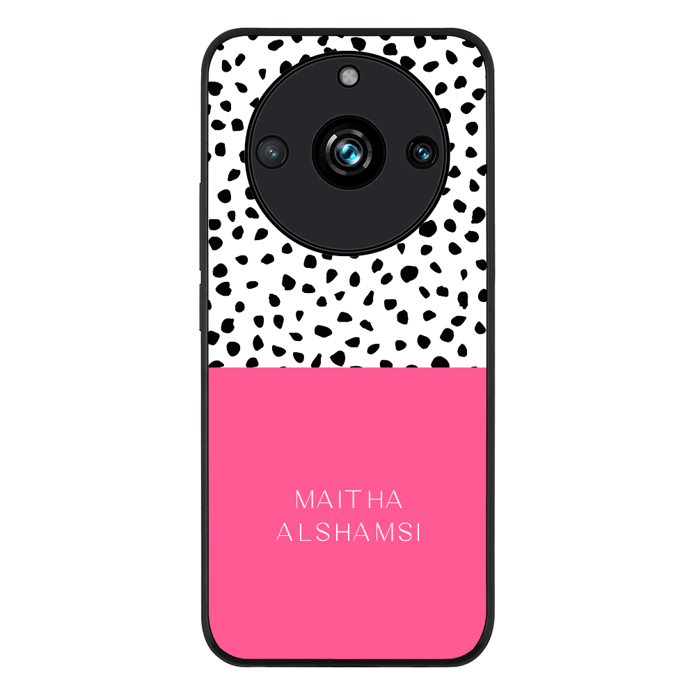 Personalized Text Colorful Spotted Dotted Phone Case - Realme - 11 Pro / Plus / Rugged Black -