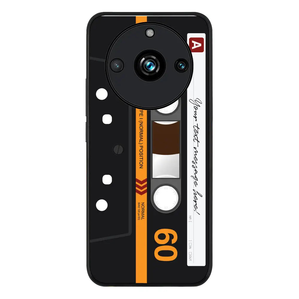 Custom Retro Cassette Tape Phone Case - Realme - 11 Pro / Plus / Rugged Black - Stylizedd